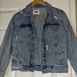 Old Navy Distressed Light Blue Denim Jacket